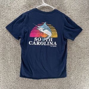 Columbia Shirt Mens Large Blue PFG South Carolina Cotton Outdoor Fishing Logo